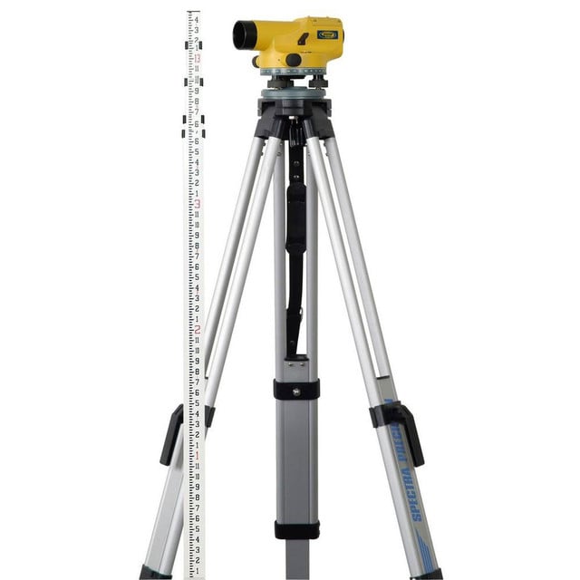 Spectra AL24M-3EU | 360° Auto-Level Kit with Heavy-Duty Tripod & Metric Rod